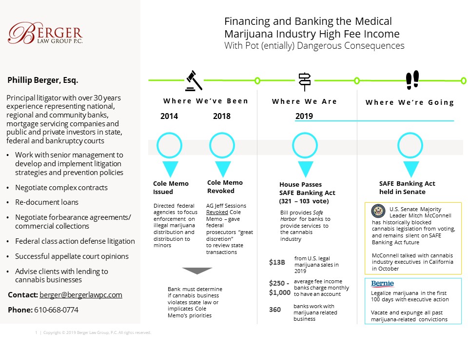 Legal Insights report, “Financing and Banking the Medical Marijuana Industry High Fee Income.” Click to see a larger version.